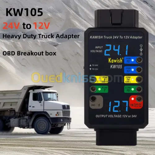 daptateur de camion RapDuty KW105 24V à 12V X431, convertisseur de camion, véhicules RapDuty, OBD