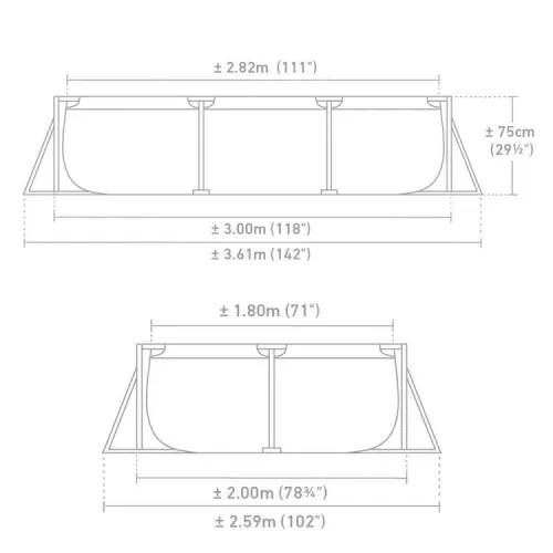 Piscine Metal Frame Junior rectangulaire 3,00 x 2,00 x 0,75 m