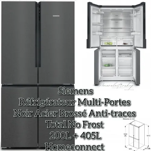 Siemens Réfrigérateur Multi-Portes Noir 