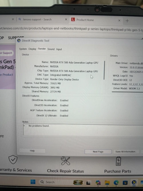 Thinkpad P14s Ultra 7 155H 48/512ssd RTX 500ADA 4GB