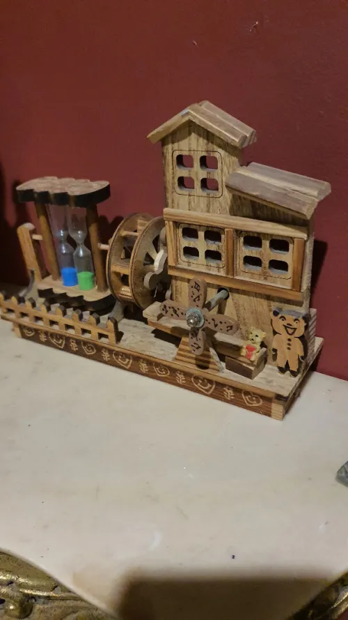 Moulin à vent en bois double sablier boîte à musique bois