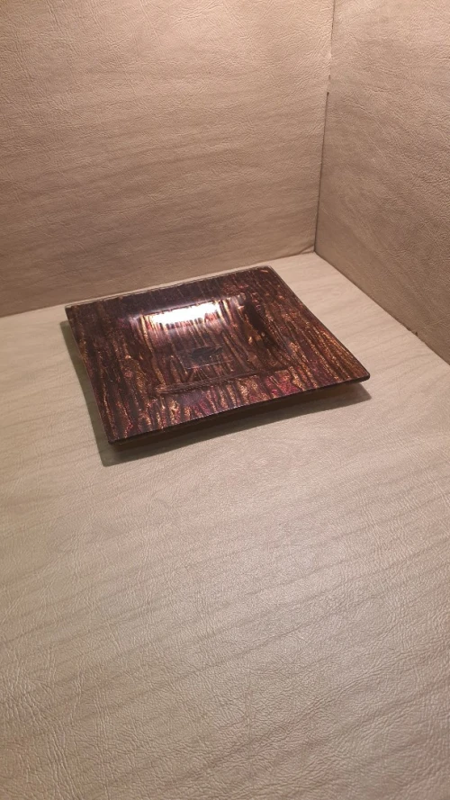 Assiette vide poche en verre de Murano, Venise, Collections de créateurs, décor à la feuille d'or