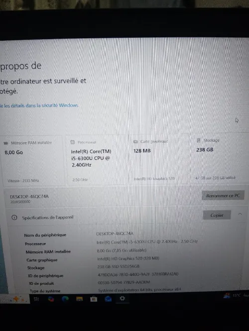 Laptop lenovo thinkpad t570 i5-6eme