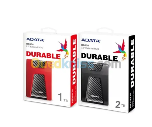 DISQUE DUR HDD EXTERNE ANTICHOC DURABLE ADATA  2.5"  1TB HD650 / 2TB HD650