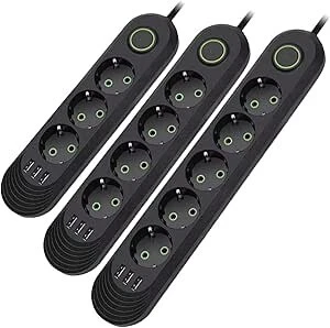 Multiprise rallonge Athlon F03U 03 prises + 03 USB 2500W avec interrupteur 2M-3M-5M