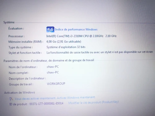 ASUS I3 4G RAM BON AFFAIRE