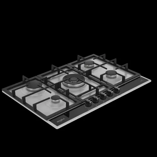 TABLE DE CUISSON Whirlpool 05 FEUX NOIR/INOX 75 CM WHG75R522W2XBGDZ