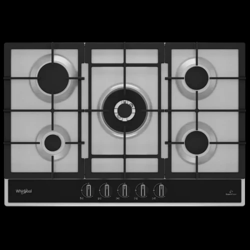 TABLE DE CUISSON Whirlpool 05 FEUX NOIR/INOX 75 CM WHG75R522W2XBGDZ