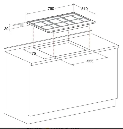 Tables de cuisson à gaz 5 feux inox  Ariston original ita