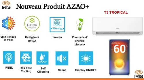 CLIMATISEUR SPLIT IRIS AZAO+ SUPER TROPICAL 18000 BTU (INVERTER)