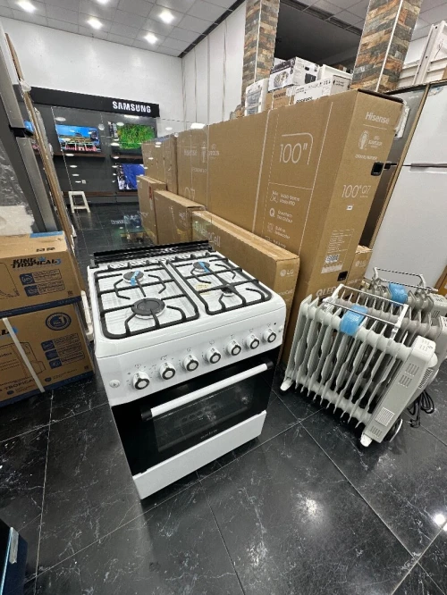 CUISINIERE EXTRA 4 FEUX GAZ/GAZ BLANCHE CO1GG-CVE60W ventilée