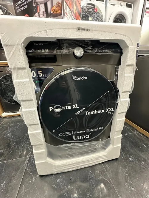 Machine à laver CONDOR LUNA 10,5kg  lavage à la vapeur   Inverter 1400 tr/min Titanium WAF-XLB441L1T