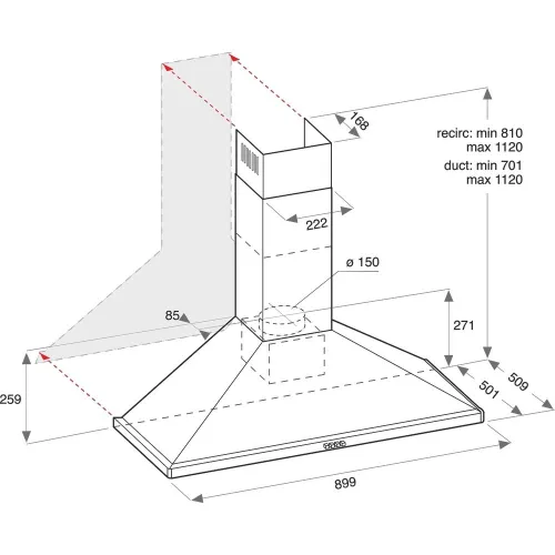HOTTE MURALE ARISTON: 90CM - AHPN 9.4F LM X
