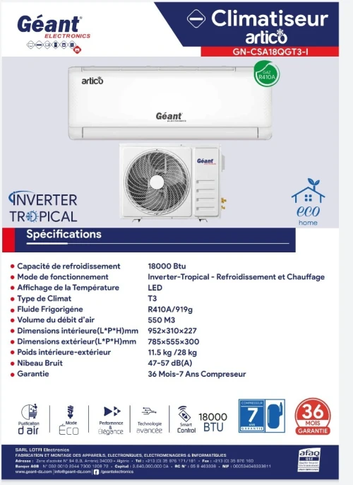 Climatiseur  Geant Artico 18000 GN-CSA18QGT3-I
