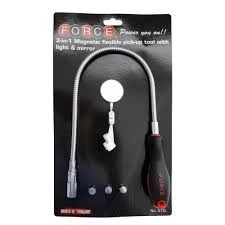 Outil De Ramassage Flexible Magnétique 3 En 1 Avec Lumière Et Miroir FORCE 
