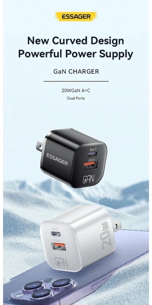 Essager 20W GaN 2 ports Fast charger