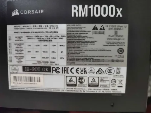 Corsair RM1000x (80+ Gold, 1000 W)