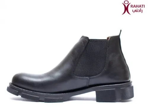 RAHATI Chaussure Orthopédique de Confort Demi Boots Chelsea Homme en cuir Noir "HDTHER24"