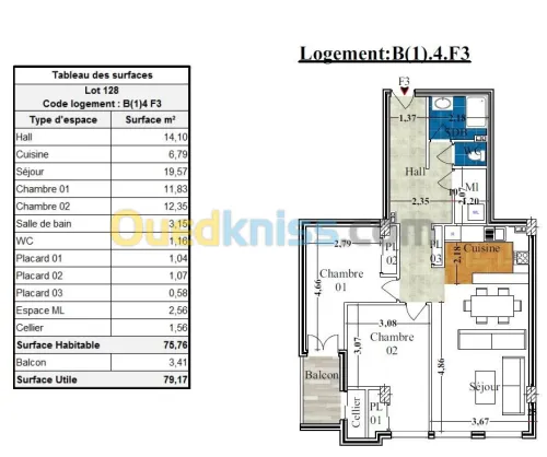 Vente Appartement F3 Béjaïa Bejaia