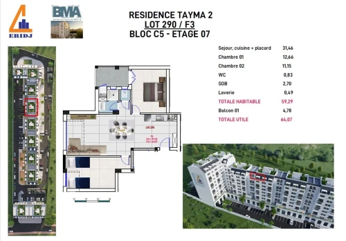 Vente Appartement F3 Béjaïa Oued ghir