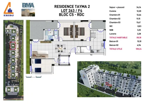 Vente Appartement F4 Béjaïa Bejaia