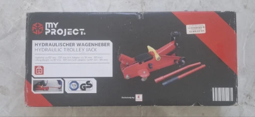 cric hydraulique rouleur (ou "trolley jack") de la marque My Project, conçu pour soulever des véhicules jusqu'à 2 tonnes (2000 kg).