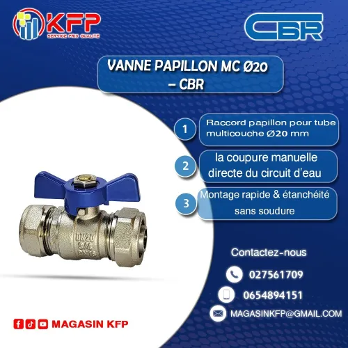 VANNE PAPILLON MC 20 (CBR)  DISTRIBUTEUR OFFICIEL 