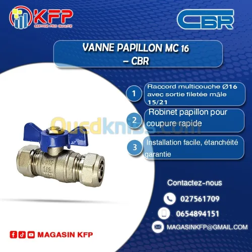 VANNE PAPILLON MC 16 (CBR)  DISTRIBUTEUR OFFICIEL