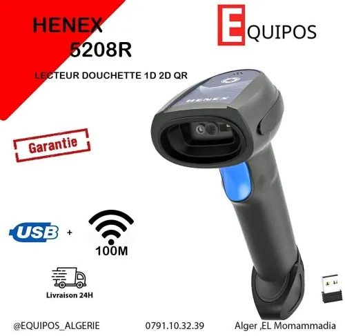 LECTEUR CODE BARRE DOUCHETTE SANS FIL 2D HENEX 5208R