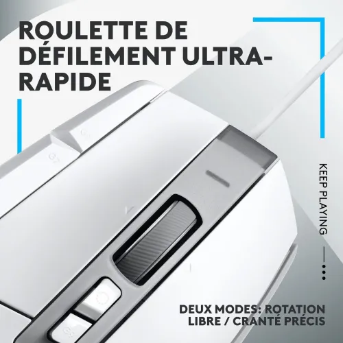 SOURIS GAMING Logitech G502 X BLANC - LIGHTFORCE Hybrid Optical-Mechanical Primary switches, 25K DPI sensor, 13 Programmable Buttons