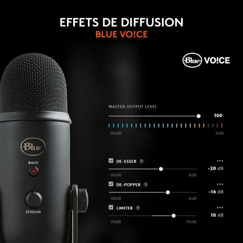 Microphone gaming Logitech Blue Yeti, USB, pour PC et Mac. Idéal pour les instruments de musique, les podcasts, les voix off, les interviews et la lecture de jeux vidéo