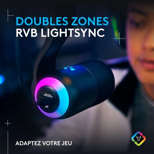 Microphone gaming Logitech G Yeti GX, USB, pour PC et Mac, idéal pour le streaming et les podcasts