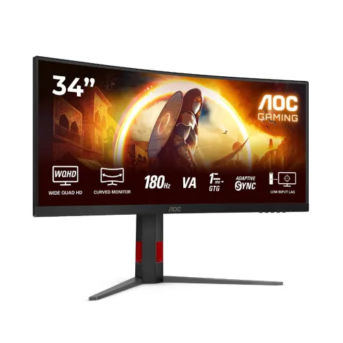 MONITEUR AOC CU34G4 UltraWide 34" Curved - WQHD 3440 x 1440 pixels, 180Hz, FAST VA, 1ms, HDR10, Adaptive Sync