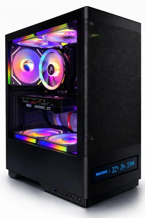 BOITIER PC GAMING MAGMA V8202, Digital Screen, 3 Fans, USB-C, USB 3.0 NOIR