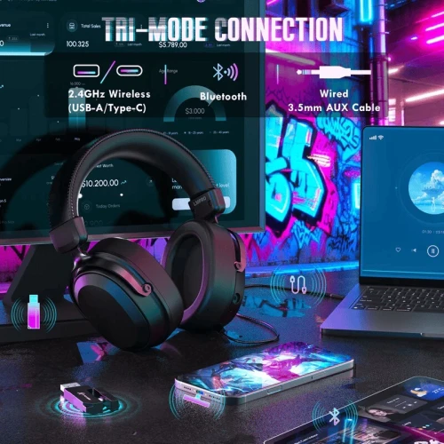 CASQUE GAMING SANS FIL ATTACK SHARK L30PRO NOIR, 3 modes (2,4 GHz/Bluetooth/filaire) pour PC/PS5/XBOX/SWITCH/MOBILE