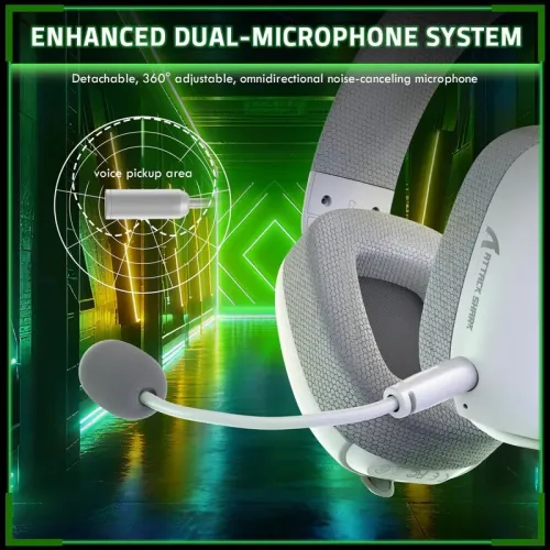 CASQUE GAMING ATTACK SHARK L80PRO WIRELESS WHITE - 3 MODES (2,4 GHz/BLUETOOTH /FILAIRE) POUR PC/PS/XBOX