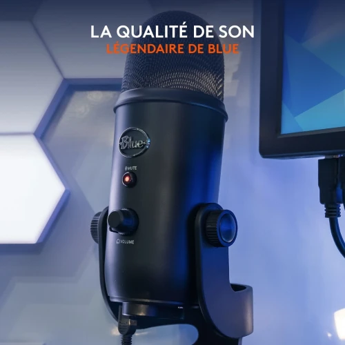 Microphone gaming Logitech Blue Yeti, USB, pour PC et Mac. Idéal pour les instruments de musique, les podcasts, les voix off, les interviews et la lecture de jeux vidéo