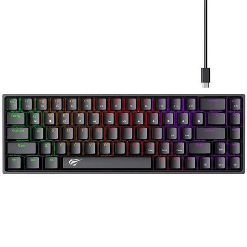 CLAVIER GAMING MÉCANIQUE HAVIT KB881L NOIR - RGB Backlit, Red Switches, 68 Keys, 65%