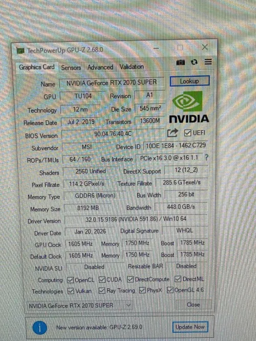 RTX 2070 SUPER 8GB MSI VENTUS