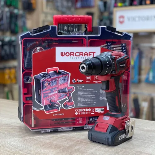 Pack Visseuse Et Perceuse A Batterie 20V 2.0Ah Avec Diver Outils WORCRAFT