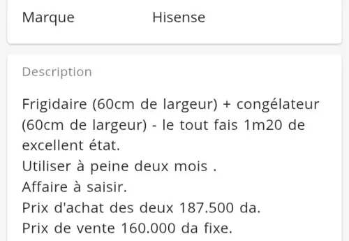 Frigidaire + congelateur