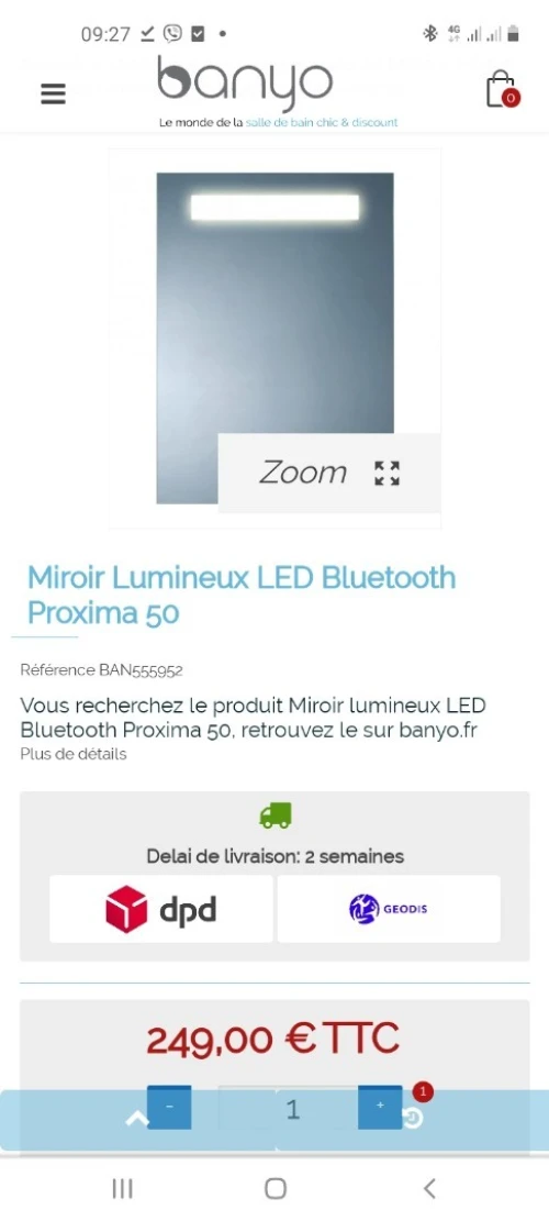 Miroir LED Bluetooth