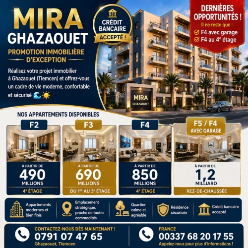 Vente Appartement F2 F3 F4 Tlemcen Souahlia