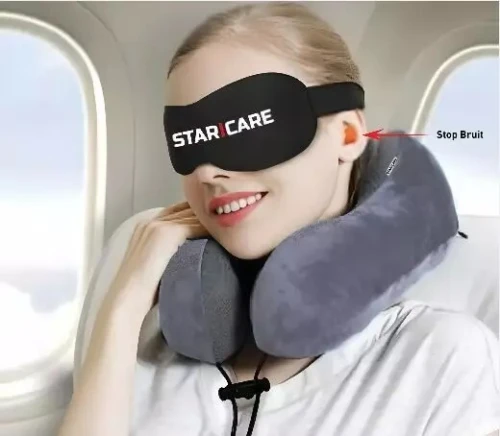 Kit de voyage coussin, masque de sommeil et antibruit