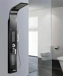 Colonne de Douche Design Noir et Or 5 en 1 en Acier Inox 304