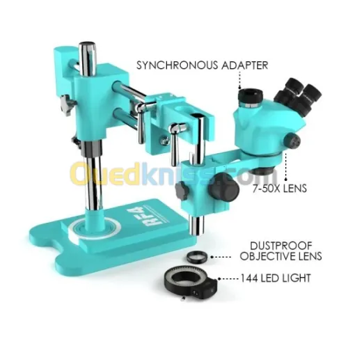 MICROSCOPE SYNCHRONE TRINOCULAIRE RF4 RF-7050TVW 7-50X AVEC LUMIÈRES LED