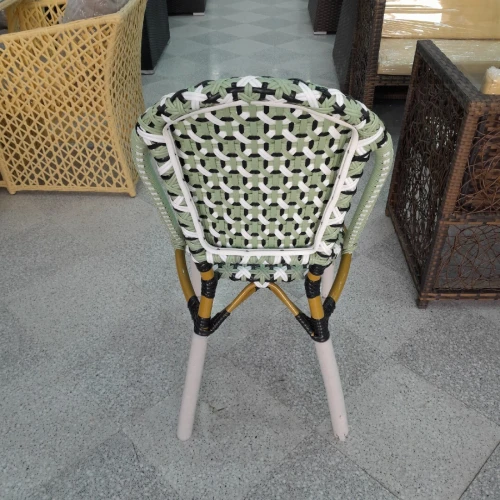 Chaise parisienne sans accoudoirs en aluminium et rotin  Nouvel arrivage
