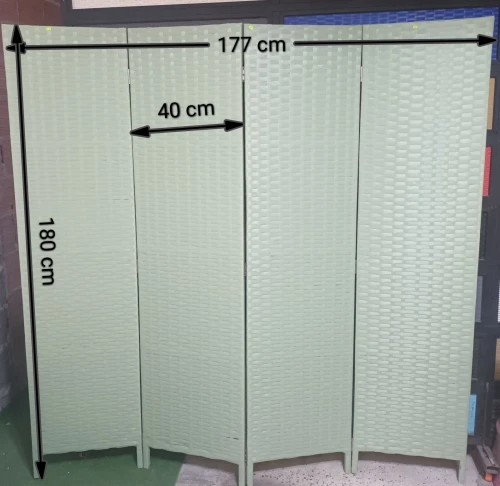 *** STOCK LIMITE *** Paravent Intérieur Pliable 4 Panneaux Structure en Bois et Rotin Artificiel