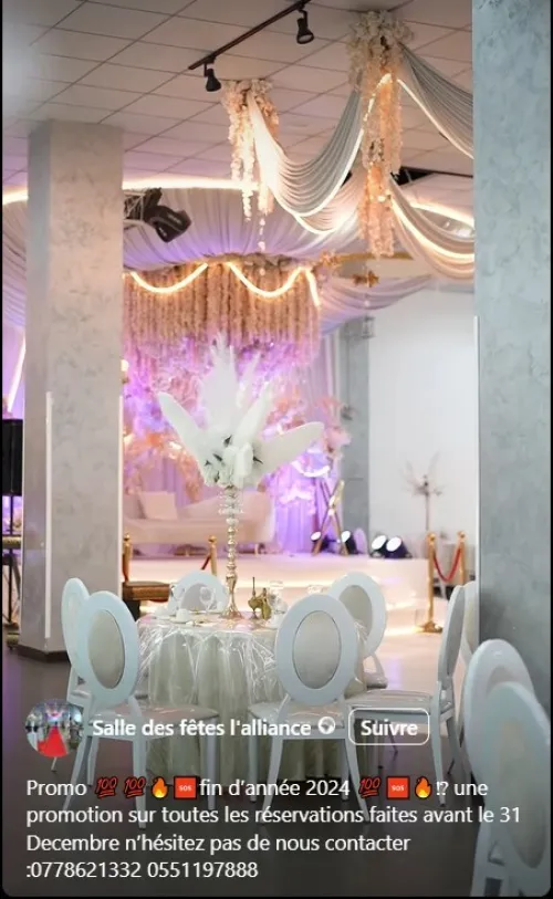 Pour les organisateurs de fêtes et d'événements salle des fête, cafeteria لمنظمي الحفلات والمناسبات