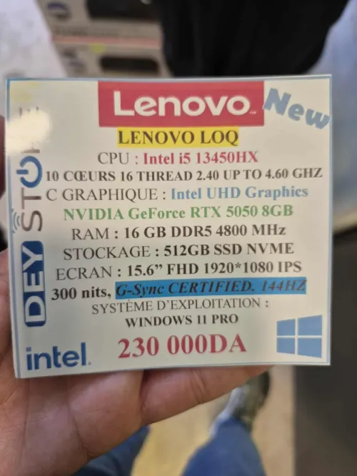 Lenovo LOQ - I5 / 13ém HX - RTX 5050 - Ecran FHD 144 hz + 512 gb SSD